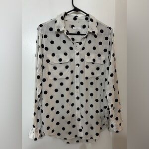 EQUIPMENT Women Slim Signature Polka Dot Long Sleeve Blouse Size Medium Career